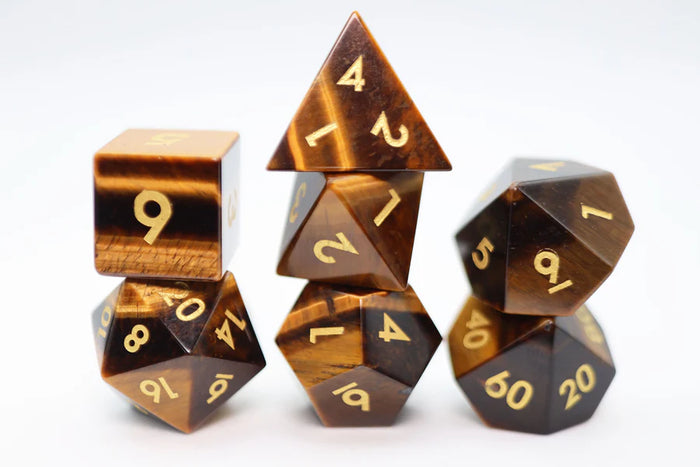 FBG Stone Dice: Tiger's Eye - Engraved with Gold
