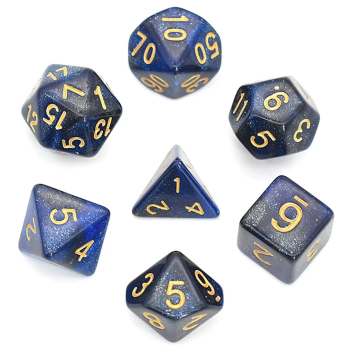 FBG Resin Dice Set: Black & Blue Galaxy