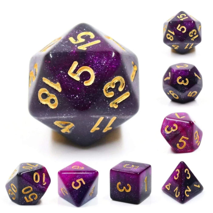 FBG Resin Dice Set: Black & Purple Galaxy