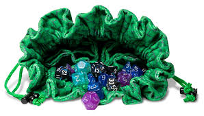 Fanroll Velvet Dice Bag with Pockets: Dragon Storm - Green Dragon Scales
