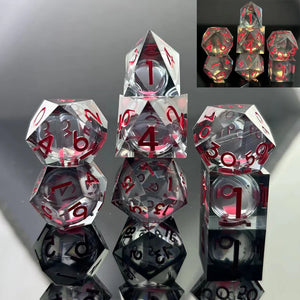 FBG: Sharp Edge Liquid Core - Glow in the Dark Dice Sets